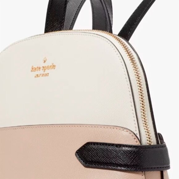 S Kate Spade Staci Dome Backpack Beige & White Saffiano Leather Bag KG022 NWT main image 9